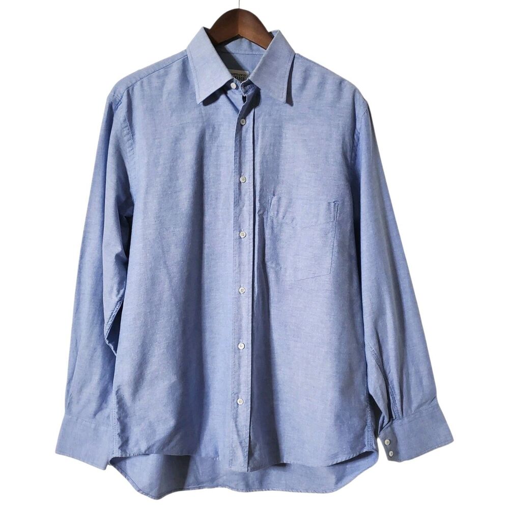 Gianfranco Ferre Blue Button Up Dress Shirt Size 16 Long Sleeve Cotton Mens